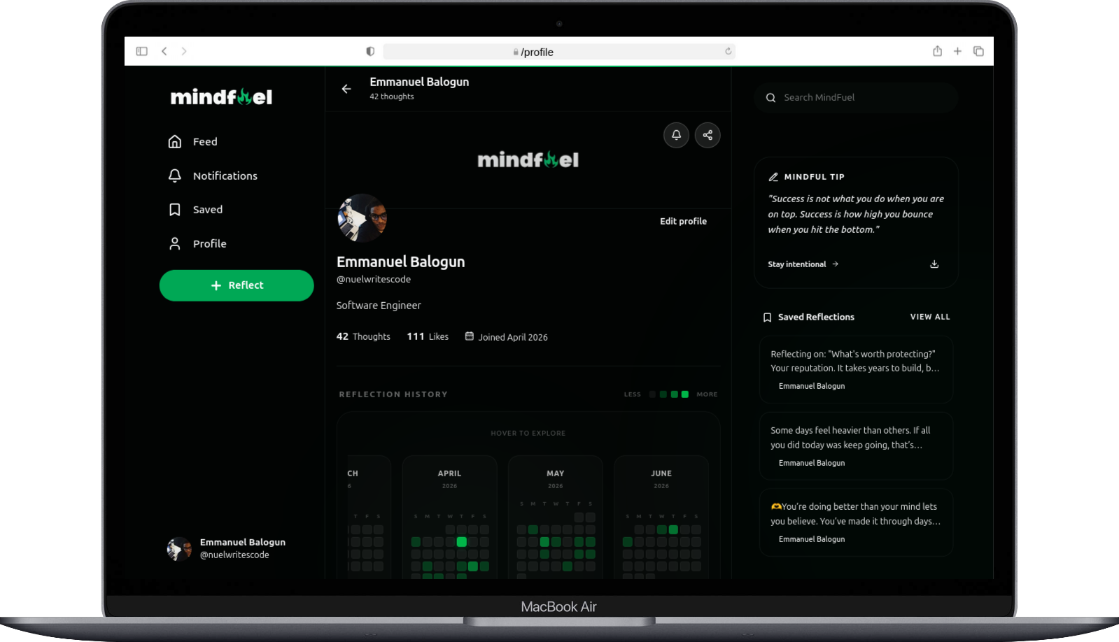 MindFuel interface